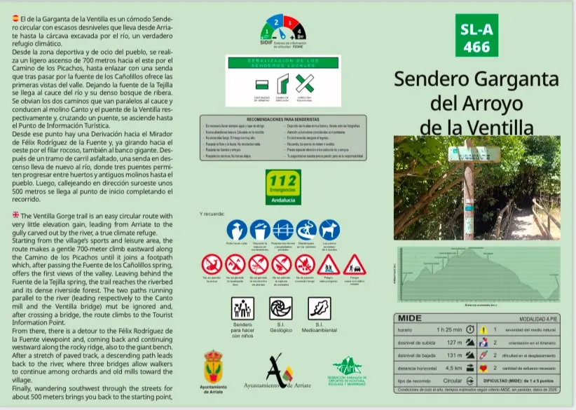 Portada SENDERO "GARGANTA DEL ARROYO DE LA VENTILLA" SL-A 466