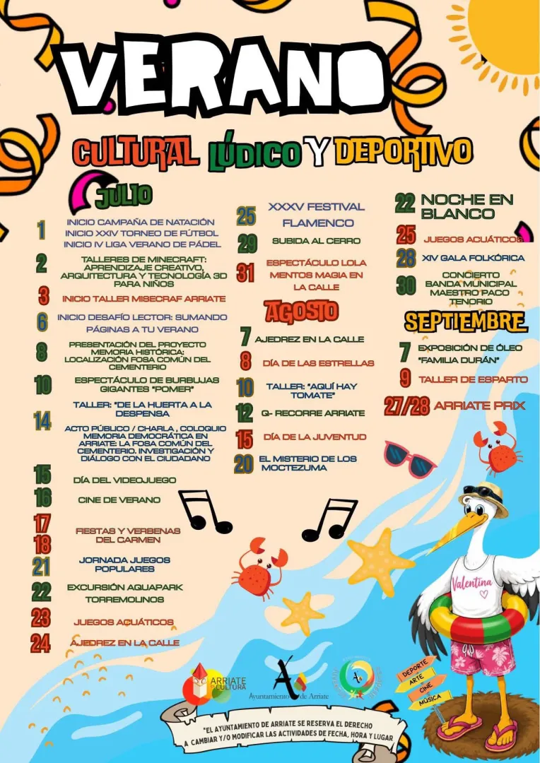 Cartel VERANO CULTURAL, LÚDICO Y DEPORTIVO 2026